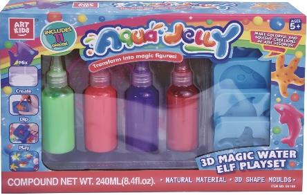 ArtsKids 3d Aqua Jelly Magic  Water  Play Set Toy with  Molds 4 Color Set for Kids  Handmade Craft Educational  Water Toy Jelly Squishy Set