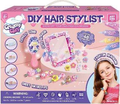Diy Hair Stylist 48 Pcs with  Creamy Clay Hairclips  Headband Kids Mirror Kids  Comb